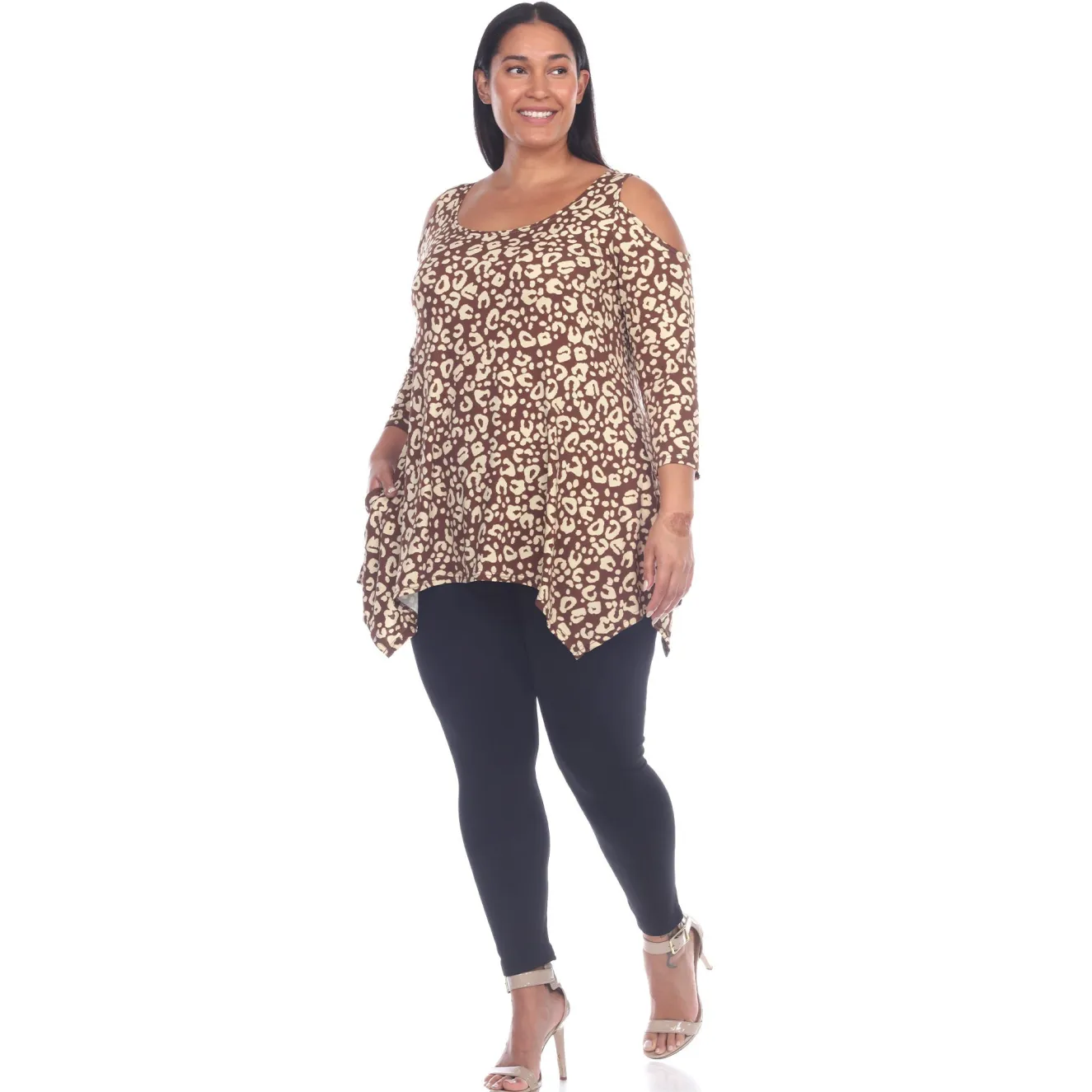 Leopard Cold Shoulder Tunic - Plus