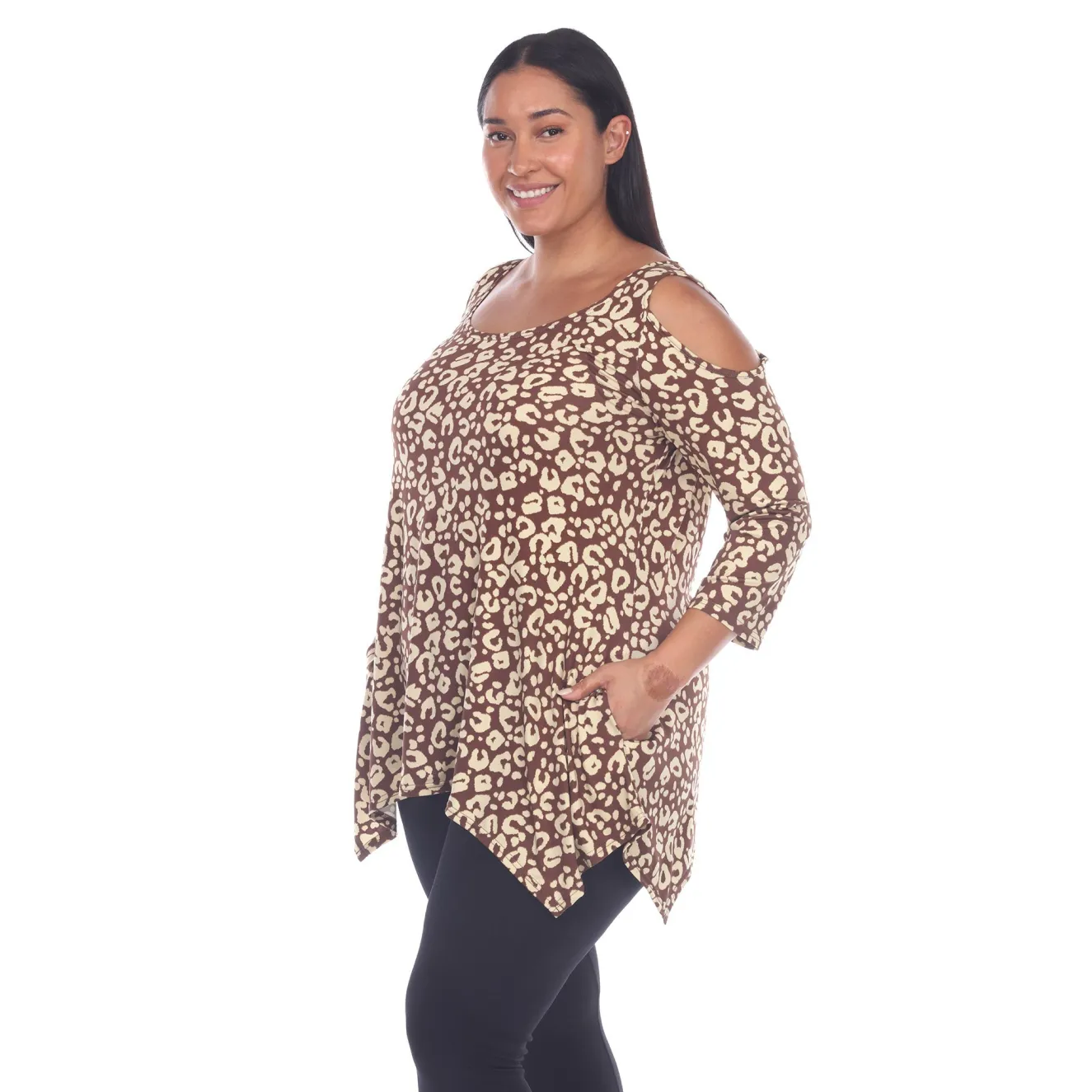 Leopard Cold Shoulder Tunic - Plus