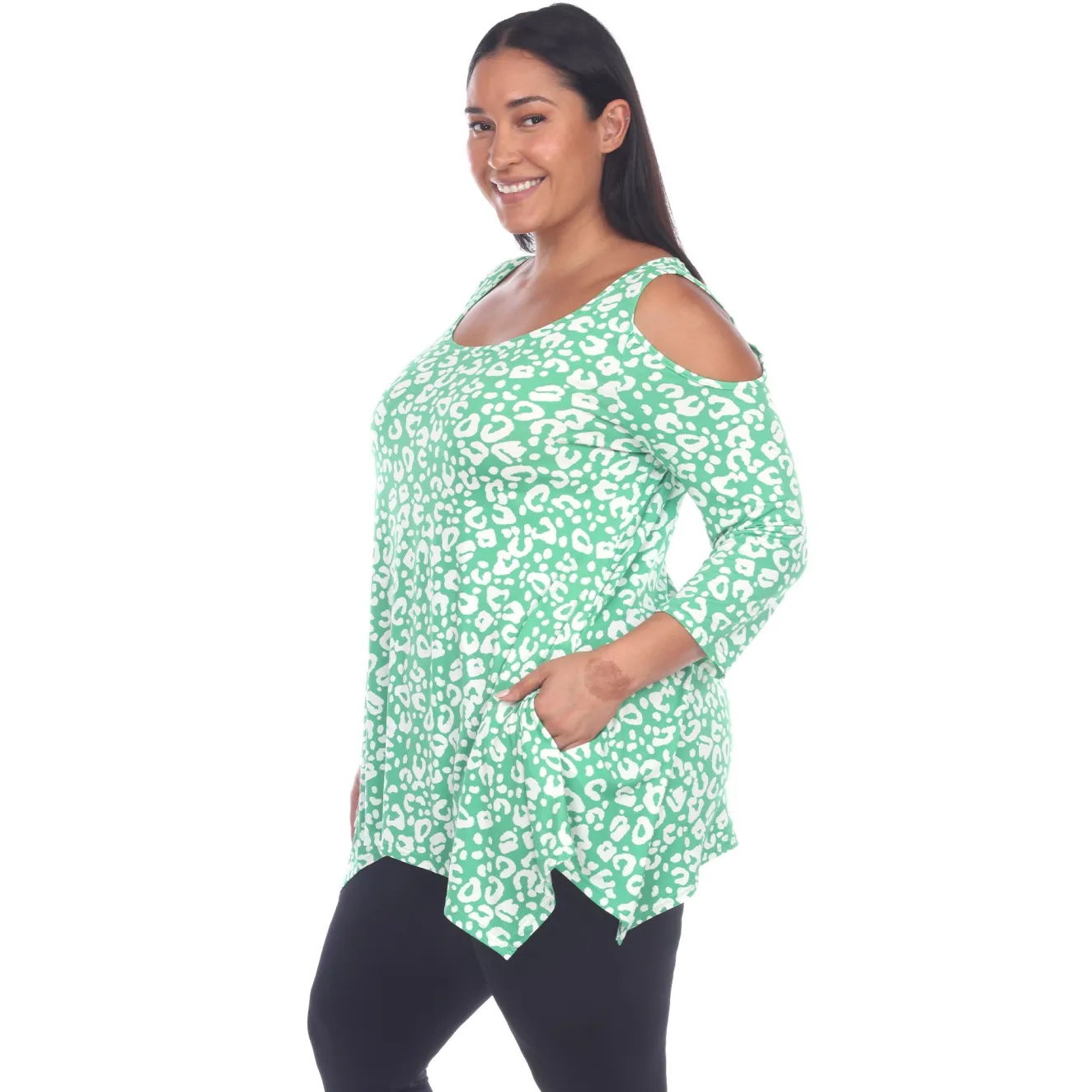 Leopard Cold Shoulder Tunic - Plus