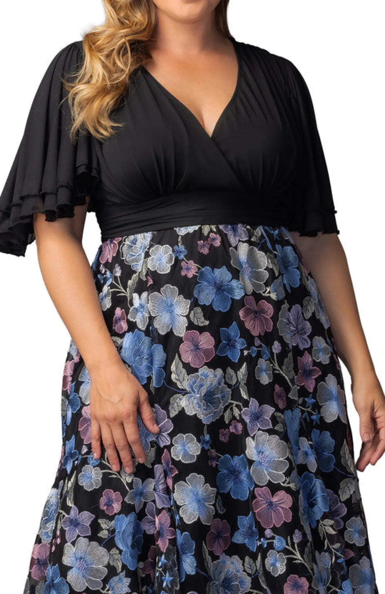 Lillian Embroidered Cocktail Dress - Floral Frolic - Plus
