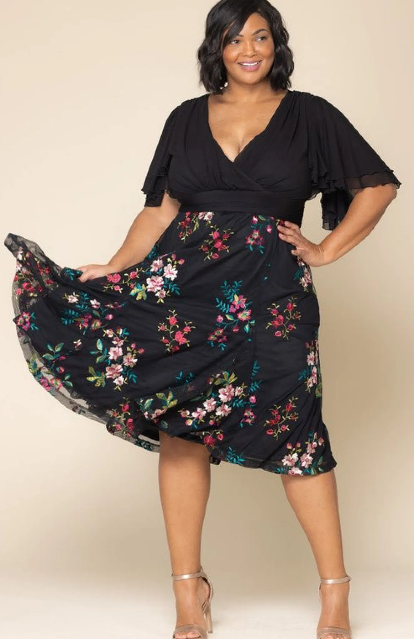 Lillian Embroidered Cocktail Dress - Plus