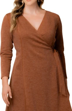 London Sweater Knit Wrap Dress - Plus