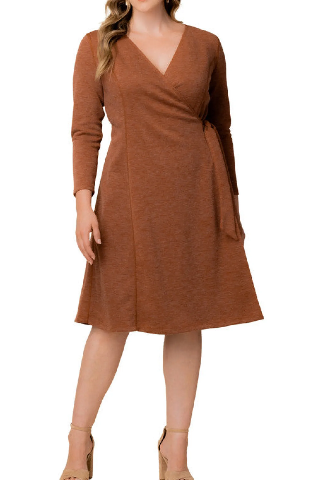 London Sweater Knit Wrap Dress - Plus