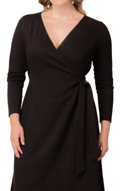 London Sweater Knit Wrap Dress - Plus