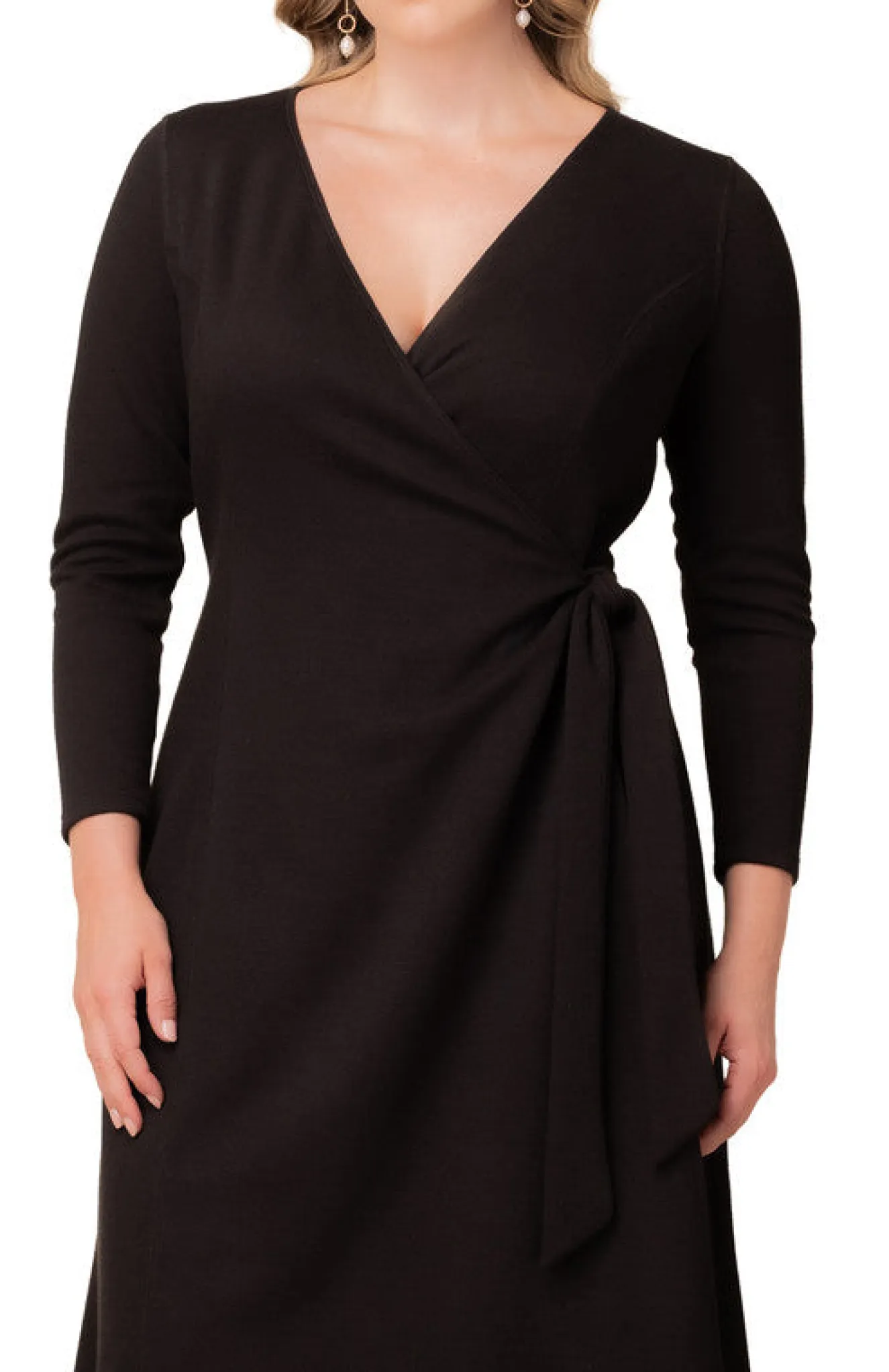 London Sweater Knit Wrap Dress - Plus