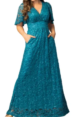 Luminous Sequin Lace Evening Gown