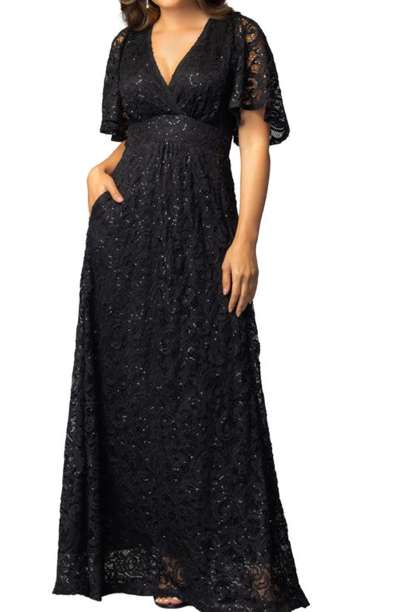 Luminous Sequin Lace Evening Gown