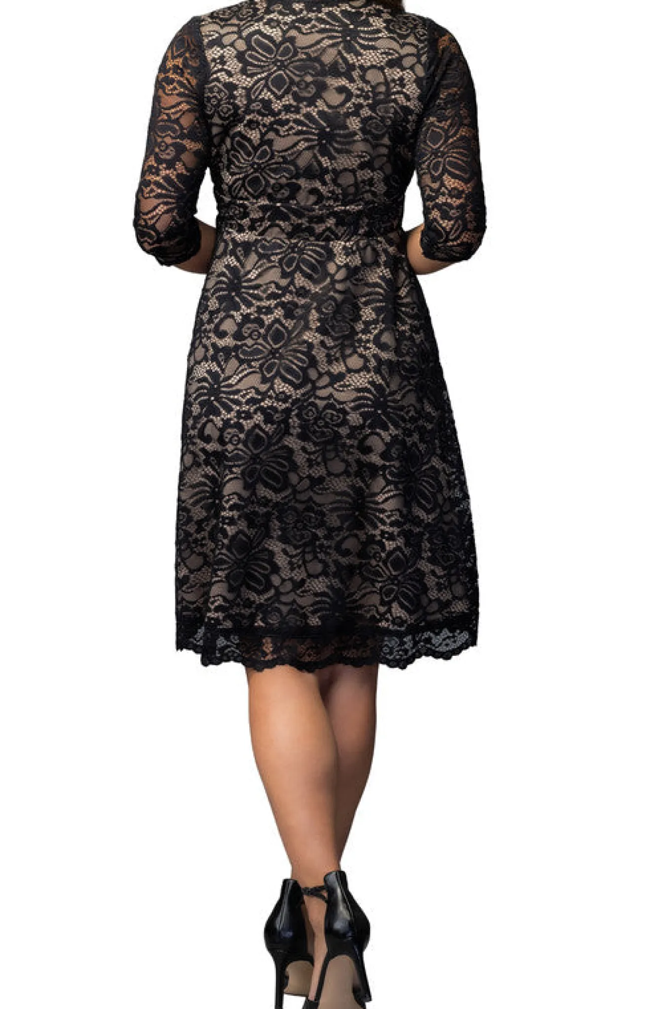 Mademoiselle Lace Cocktail Dress - Black & Nude