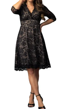 Mademoiselle Lace Cocktail Dress - Black & Nude