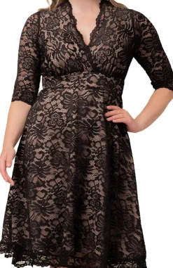 Mademoiselle Lace Cocktail Dress - Black Nude - Plus