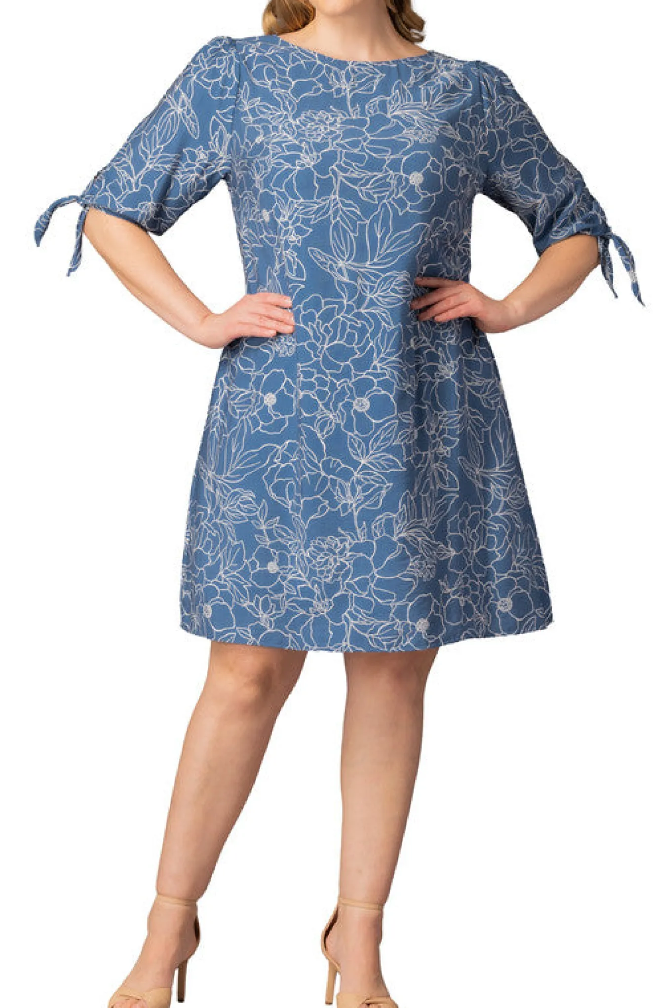 Manhattan Shift Dress - Blue Floral - Plus