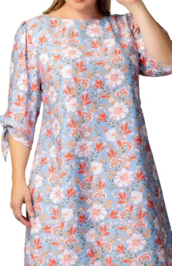 Manhattan Shift Dress - Sky Blue Blooms - Plus