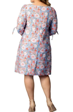 Manhattan Shift Dress - Sky Blue Blooms - Plus