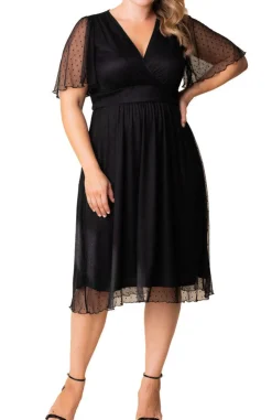 Margot Mesh Cocktail Dress, Black- Plus