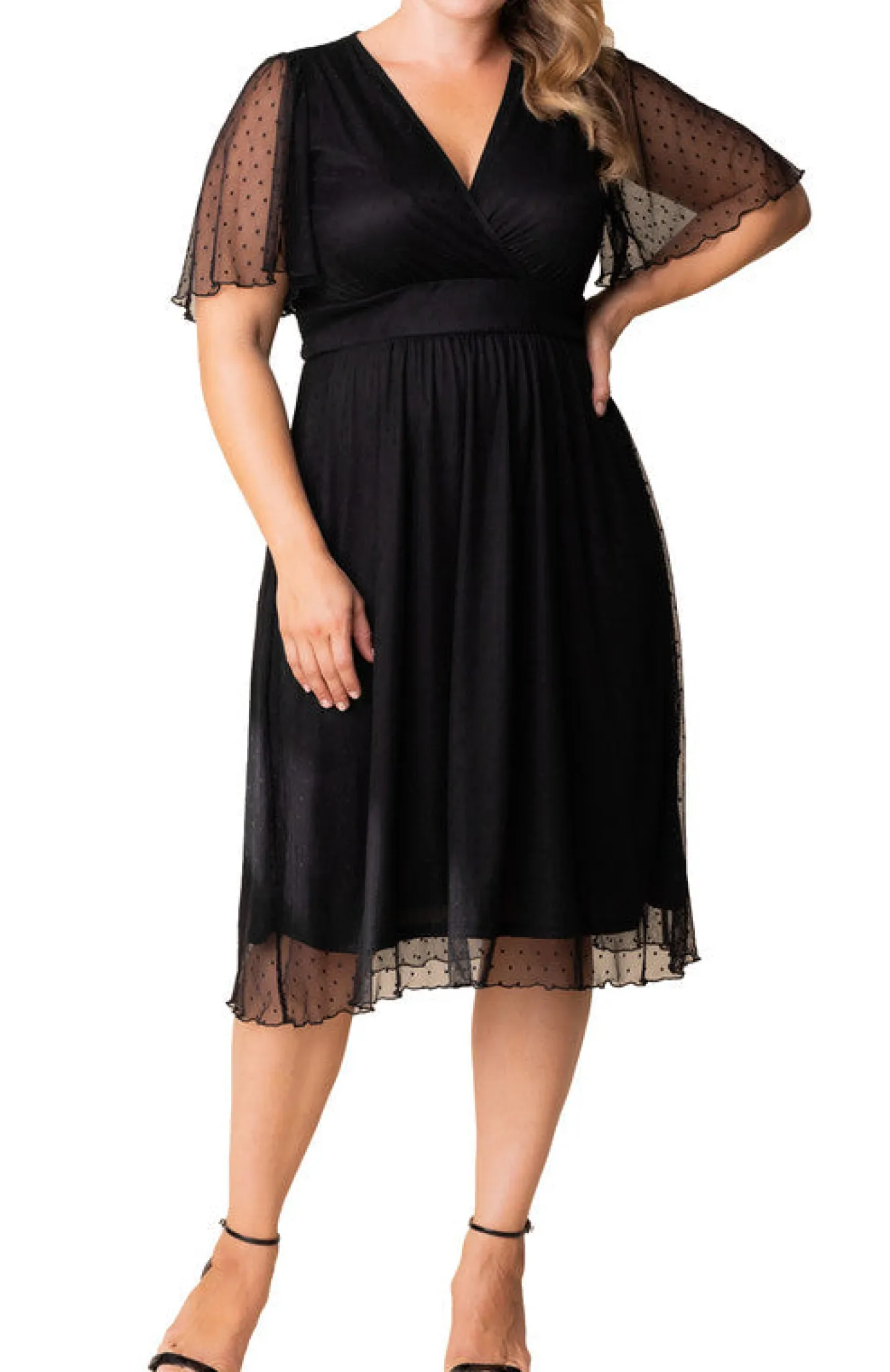Margot Mesh Cocktail Dress, Black- Plus