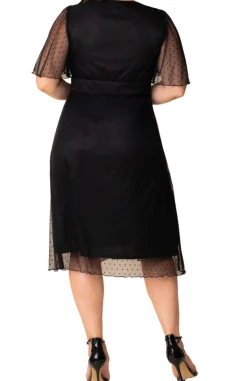 Margot Mesh Cocktail Dress, Black- Plus