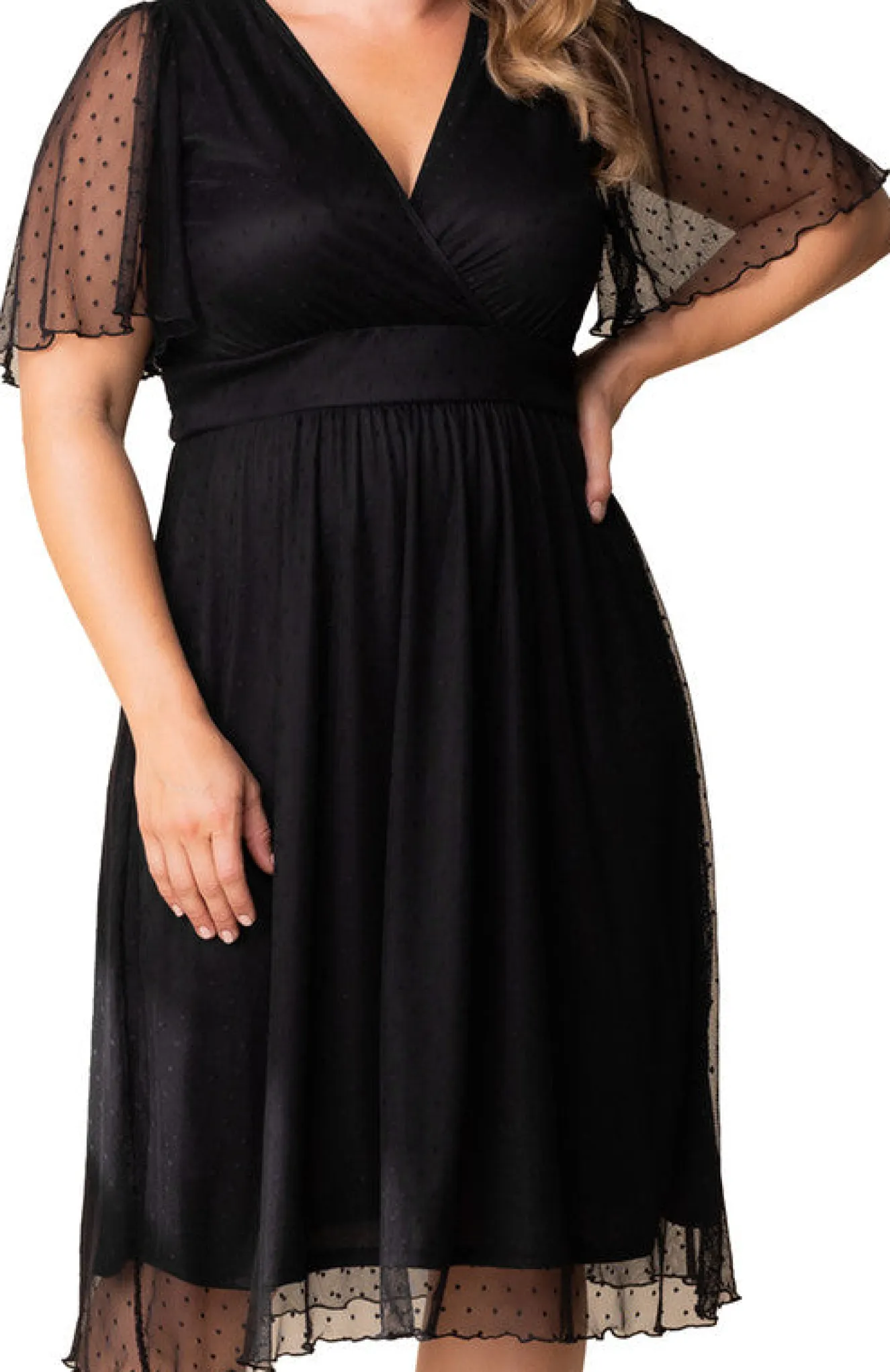 Margot Mesh Cocktail Dress, Black- Plus