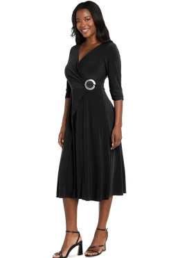 Midi Jersey Faux Wrap with 3/4 Sleeves - Petite