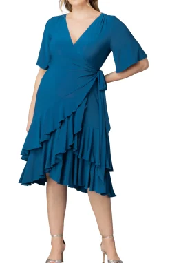 Miranda Wrap Dress- Aegean Blue -Plus