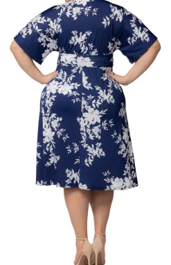 Navy Floral Print Gia Midi Dress - Plus