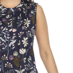 Navy Floral Sleeveless Tunic Top