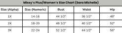 3/4 Notch Sleeve Button Front Shirt Top- Plus