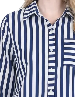 NY Collection Long Sleeve Blouse With Chest Pocket
