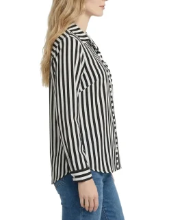 NY Collection Long Sleeve Blouse With Chest Pocket