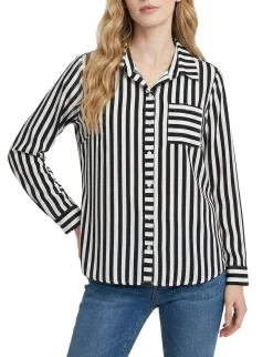 NY Collection Long Sleeve Blouse With Chest Pocket