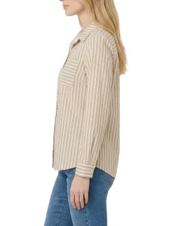 NY Collection Long Sleeve Blouse With Chest Pocket