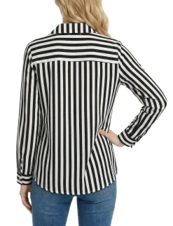 NY Collection Long Sleeve Blouse With Chest Pocket