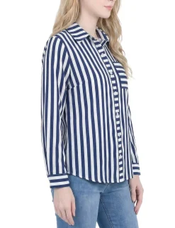 NY Collection Long Sleeve Blouse With Chest Pocket