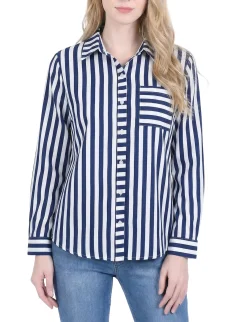 NY Collection Long Sleeve Blouse With Chest Pocket