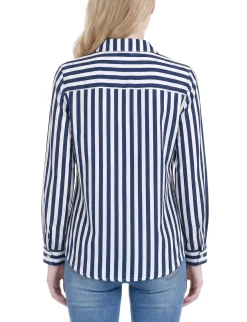 NY Collection Long Sleeve Blouse With Chest Pocket