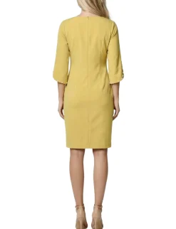 NY Collection 3/4 Pearl-Detail Petal Sleeve Dress