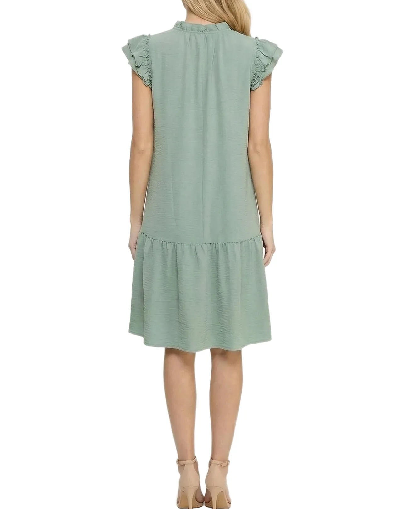 NY Collection Petite Flutter Sleeve Flounced Dress