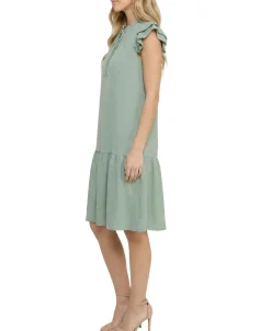 NY Collection Petite Flutter Sleeve Flounced Dress