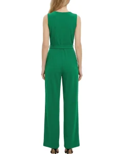 NY Collection Petite Sleeveless Belted Jumpsuit