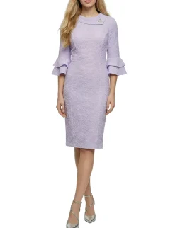 NY Collection Petite 3/4 Sleeve Shawl Collar Dress