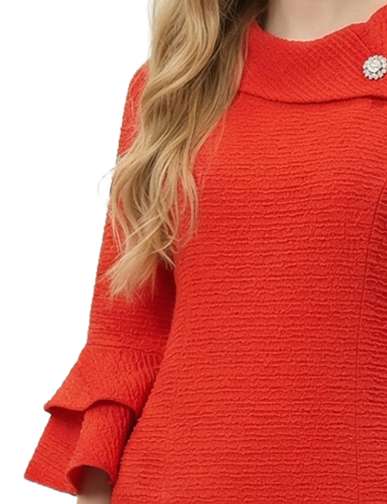 NY Collection Petite 3/4 Sleeve Shawl Collar Dress