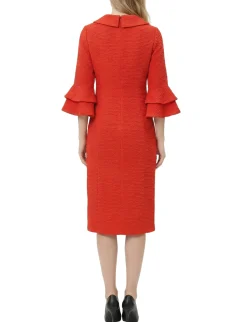 NY Collection Petite 3/4 Sleeve Shawl Collar Dress