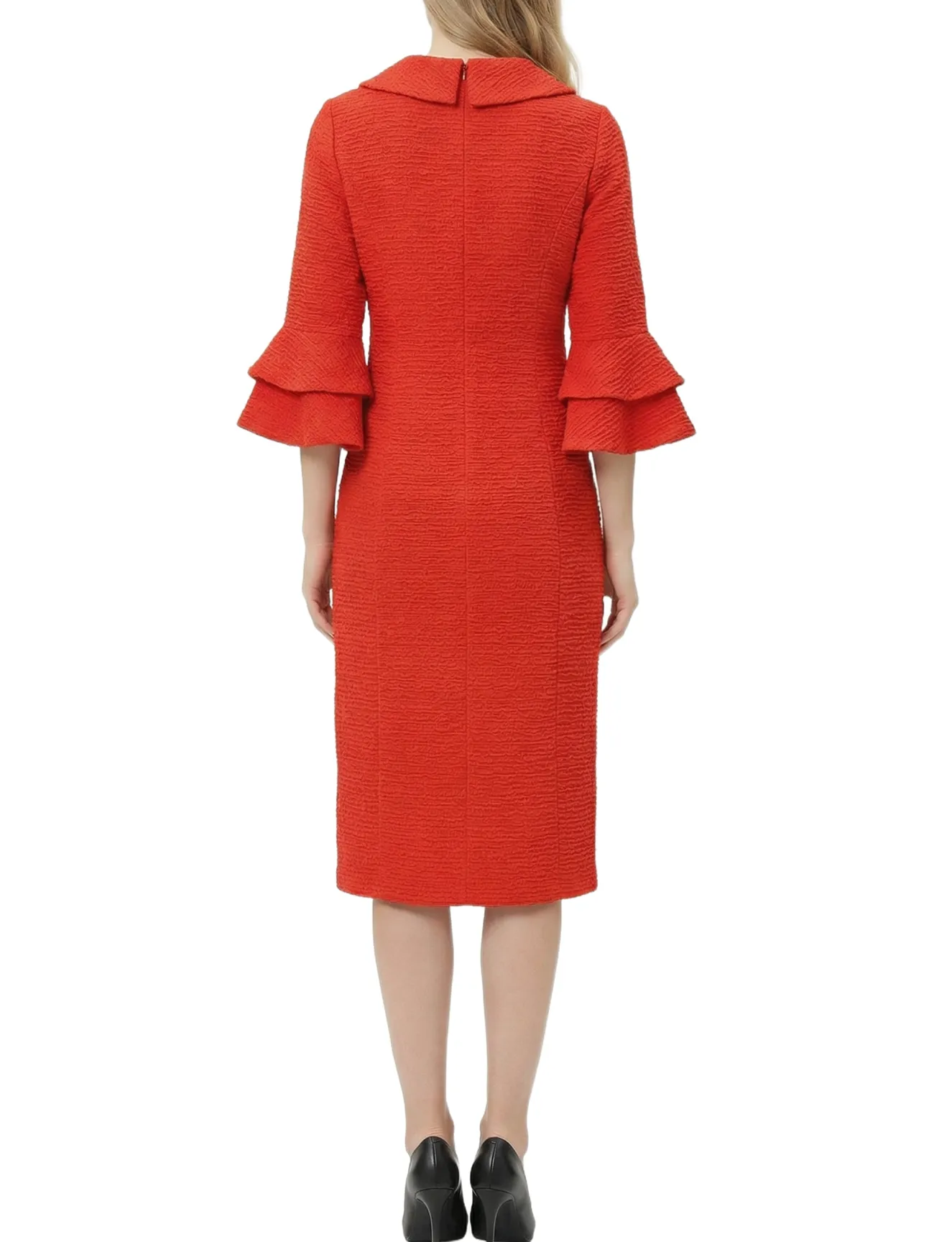 NY Collection Petite 3/4 Sleeve Shawl Collar Dress