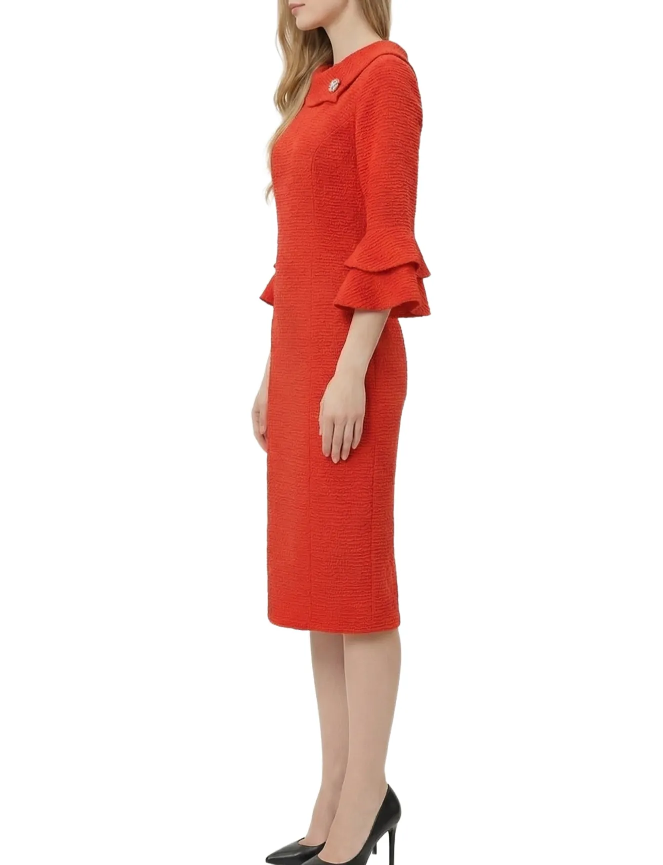 NY Collection Petite 3/4 Sleeve Shawl Collar Dress