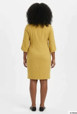 NY Collection Plus Size 3/4 Pearl-Detail Petal Sleeve Dress