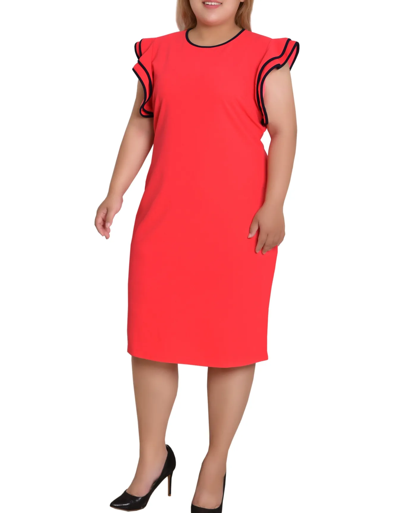 NY Collection Plus Size Ruffle-Sleeve Dress
