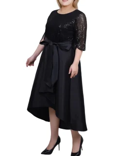 NY Collection Plus Size Sequin and Jacquard Holiday Dress