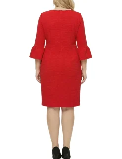 NY Collection Plus Size 3/4 Sleeve Pearl Detail Dress
