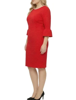 NY Collection Plus Size 3/4 Sleeve Pearl Detail Dress