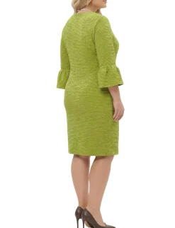 NY Collection Plus Size 3/4 Sleeve Pearl Detail Dress