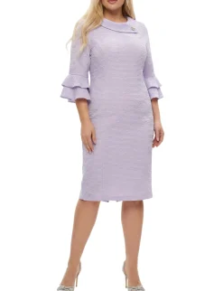 NY Collection Plus Size 3/4 Sleeve Shawl Collar Dress
